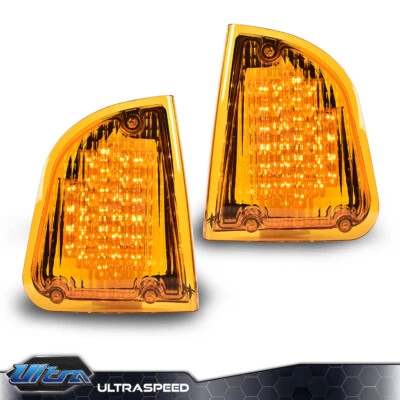 Par de luces de señal de giro LED de lente ámbar aptas para KW Kenworth K300 T300 T330 T600 Foto 1 de 4