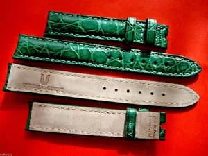 1 bracelet cuir vert UNIVERSAL GENEVE 15 mm montre vintage or strap band watch - Picture 1 of 1