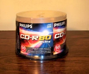 PHILIPS CD-R 50 PACK 700MB 80MIN 40X RECORDABLE BLANK MEDIA DISCS NEW SEALED –K5 - Picture 1 of 4
