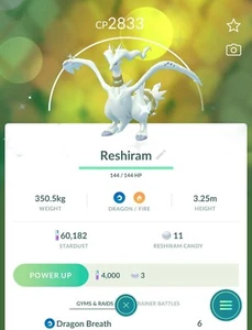- Shiny Reshiram - PTC - 80k stardust -Description - Picture 1 of 1