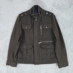 INC International Concepts Miltary Jacket Mens S Green Wool Blend Flight Bomber - Picture 1 of 7