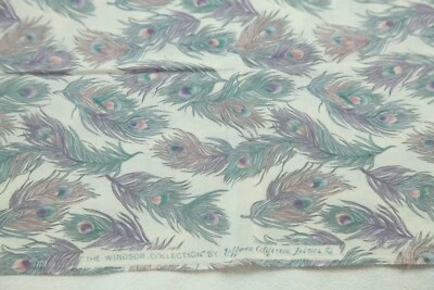 1Y The Windsor Collection Hoffman Fabric Quilt Cotton Peacock Feathers Pink Blue - Image 1 of 4