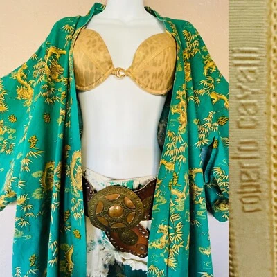 Sujetador ROBERTO CAVALLI Dorado Estampado Leopardo y Logotipo DIAMANTES DE IMITACIÓN NUEVO SIN ETIQUETAS Talla 42 Foto 1 de 4