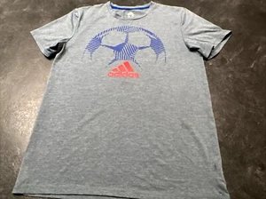 Adidas Teen's XL (18-20) Soccer Ball Graphic T-Shirt Gray Short Sleeve - Picture 1 of 13