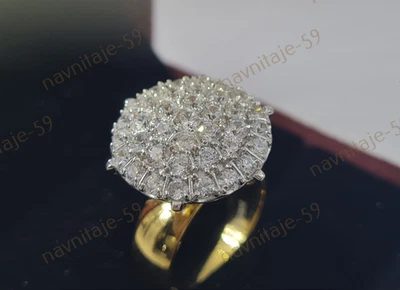 Женское обручальное кольцо из желтого золота 14 карат с искусственным круглым бриллиантом 2 карата - Изображение 1 из 4