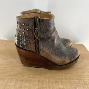 BED STU Cobbler Series Ghent Distressed Studded Ankle Boots Size 7 - Picture 1 of 7