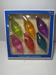 Glas Weihnachtsschmuck 6 Stück Träne Tropfen Vintage Zielscheibe 2007 - Bild 1 von 3