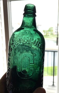 CONGRESS & EMPIRE PINT EMERALD GREEN MINERAL WATER SARATOGA NEW YORK CRUDE NICE - Picture 1 of 13
