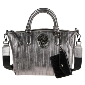 Borsa Sharif Legacy Caviar Snake in pelle con custodia per carte borsa a mano peltro nuova - Foto 1 di 3