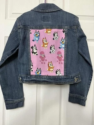 Cherokee Denim Jacket Size 10/12 Decorated with Bluey Fabric - Image 1 of 3