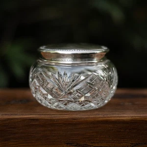 Antique Art Nouveau Sterling Silver & Cut Crystal Vanity Jar Foster & Bailey - Picture 1 of 8