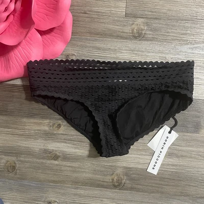 NUEVO CON ETIQUETAS ROBIN PICCONE Mujer Talla M Chira Bikini Parte Inferior SOLO Negro Ric Rac Foto 1 de 4