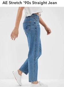 NEW American Eagle '90s Straight High Rise Stretch Denim Jeans 4 R 27 W NWT RARE - Picture 1 of 16