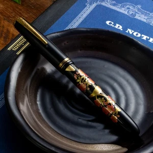 Nishio 1930er Urushi Ebonit Japanese Floral Harmony Modern Maki-e Füllfederhalter - Bild 1 von 8