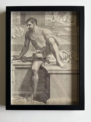 Antique Engraving of a Classical Male Nude – Renaissance Style Figure Study 1716 - Image 1 of 4