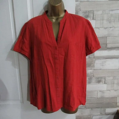 PAPAYA ● Talla 20 ● Camisa Blusa Top Mujer Damas Lino Rojo Foto 1 de 4