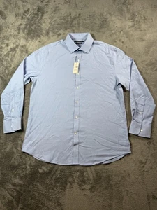 Tommy Hilfiger Shirt Mens Large Blue Slim Fit Stretch Dress Button Front - Picture 1 of 14