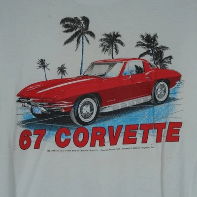 Vintage 67 Corvette Car T Shirt Men's XL White Streetwear Chevrolet - Image 1 of 4