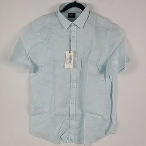 NWT UNTUCKit Men's 100% Linen Short Sleeve Button Shirt Baby Blue Sz XL - Picture 1 of 5