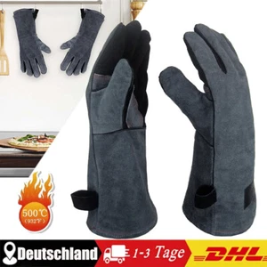 2x Grillhandschuhe Feuerfest 500°C Schutzhandschuhe Ofenhandschuh-Hitzebeständig - Bild 1 von 7