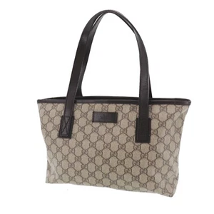 GUCCI GG Supreme Used Tote Handbag PVC Brown Vintage #BR234 S - Picture 1 of 15