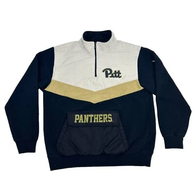 Pitt Panthers Jacket Men's L Blue White e5 Long Sleeve 1/4 Zip Pullover Pockets - Image 1 of 4