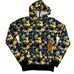 NWT Cristina Martinez Colorful Floral Hoodie Girls Large - Picture 1 of 8