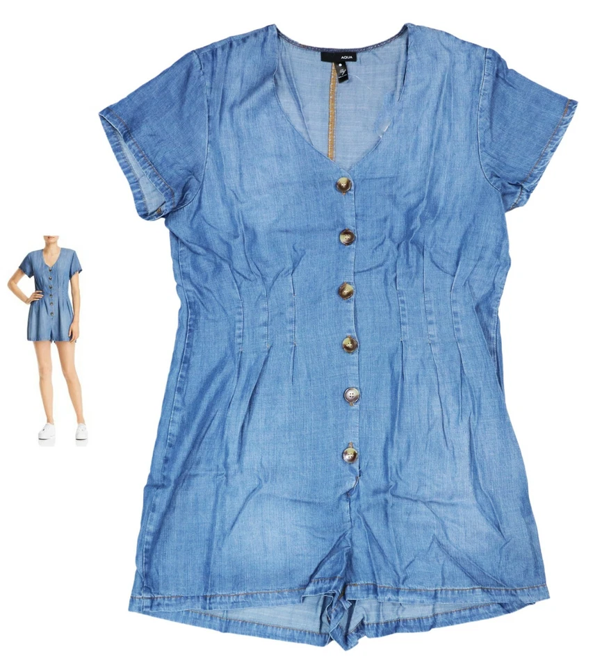 Romper Aqua manga curta botão para baixo frente gola V shorts G novo com etiquetas azul diesel - Imagem 1 de 1