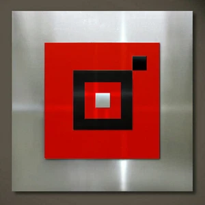 Originale Astratto Metallo Immagine Design Oltre Sofa Moderno Rosso Argento Nero - Foto 1 di 9