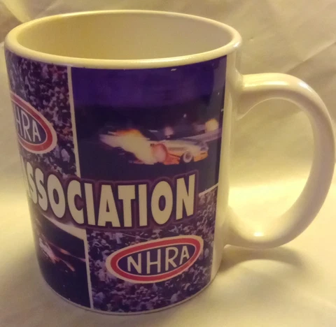 NHRA Champion Drag Racing White Mug With Photos National Hot Rod Association Cover