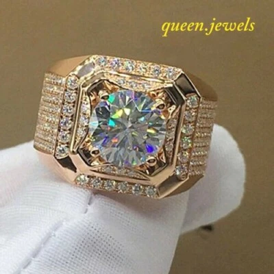 Men's Wedding Ring 3.54CT Round Cut Lab-Created Diamond 14K Rose Gold Finish - Image 1 of 4