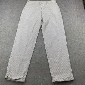 Bill Khakis Pants Mens 33 Blue Striped Flat Front Chino 32" Inseam Seersucker - Picture 1 of 10