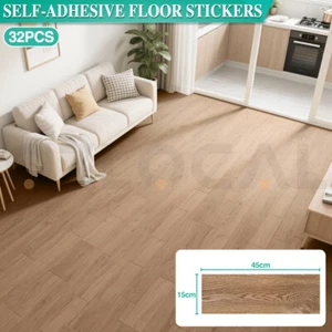 32PCS Vinyl Floor Tiles Wall Sticker Bedroom Self-adhesive Floor Sticker 45*15CM - Picture 1 of 16