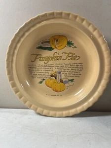 Vintage Pumpkin Pie Plate ~ Recipe Dish Ceramic Baking - Ltd Commodities 1990 - Picture 1 of 9