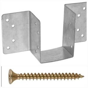 25 47 mm verzinkte Mini-Balkenaufhänger für Holzstütze und 500 4 x 35 mm Schrauben - Bild 1 von 4