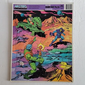 2 Vintage 1984 He-Man Masters of the Universe Large Golden Frame Tray Puzzles - Picture 1 of 15