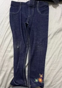 Kids Headquarters Girls Pants Size 4T Faux Jeans Flowers - Picture 1 of 3