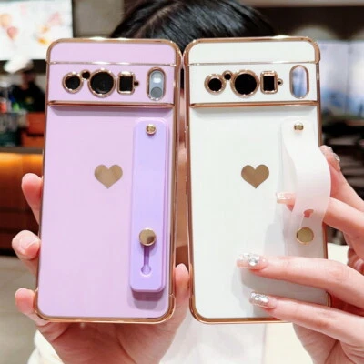 ShockProof Heart Strap Stand Soft Case For Google Pixel 8 / 8 Pro Pixel 7A Cover - Image 1 of 4