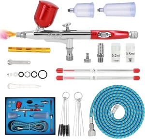 Professional Double Action Airbrush Kit with 0.2mm/0.3mm/0.5mm Needles, 10cc/20c - Picture 1 of 8
