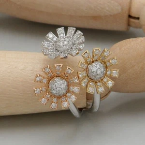 Damen Ring Gold Blumen mit 0,99ct G-si Diamant in 585/14K Weiß/-Gelb/-Rosegold - Bild 1 von 5