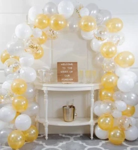 Large White and Gold Balloon Arch Kit 110 12-inch Assorted Latex Balloons - Picture 1 of 1