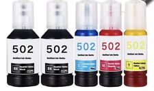 5Pk Refill Ink Bottles for Epson EcoTank 502 Et-4760 Et-2760 Et-2750 Et-3760 522