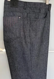 NEW! Italian Black and Blue Men "s Cotton Dress Pants Dark Gray Italy Size 40 - Picture 1 of 5