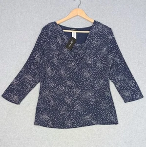 S. Levine Sparkle Top Womens Size Large Navy Silver Metallic Blouse New - Picture 1 of 7