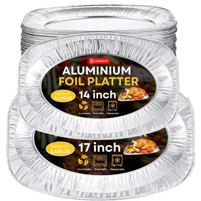 Disposable Foil Platters Aluminium Serving Party Trays Oven and Freezer Safe - Image 1 of 4