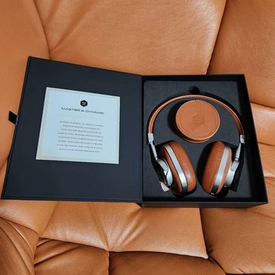 RARE MASTER & DYNAMIC MW60 Wireless Headphones Brown Leather In GOOD Condition - Image 1 of 4