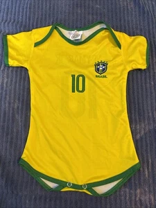Camiseta de fútbol Neymar Jr #10 Brasil de una pieza para niños talla 2 edades 1-2 A7 - Imagen 1 de 4