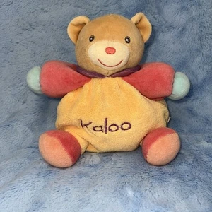 Kaloo round teddy bear plush stuffed toy tan orange pink blue small 7" - Picture 1 of 5