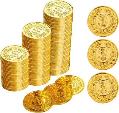 Monedas de oro de plástico de 120 piezas, monedas piratas a granel para Halloween, día de San Patricio Foto 1 de 4