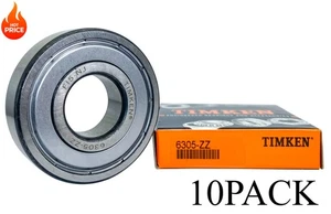 (10Pack) TIMKEN 6305-ZZ 25X62X17MM Double Metal Seal Ball Bearings 6305ZZ - Picture 1 of 5